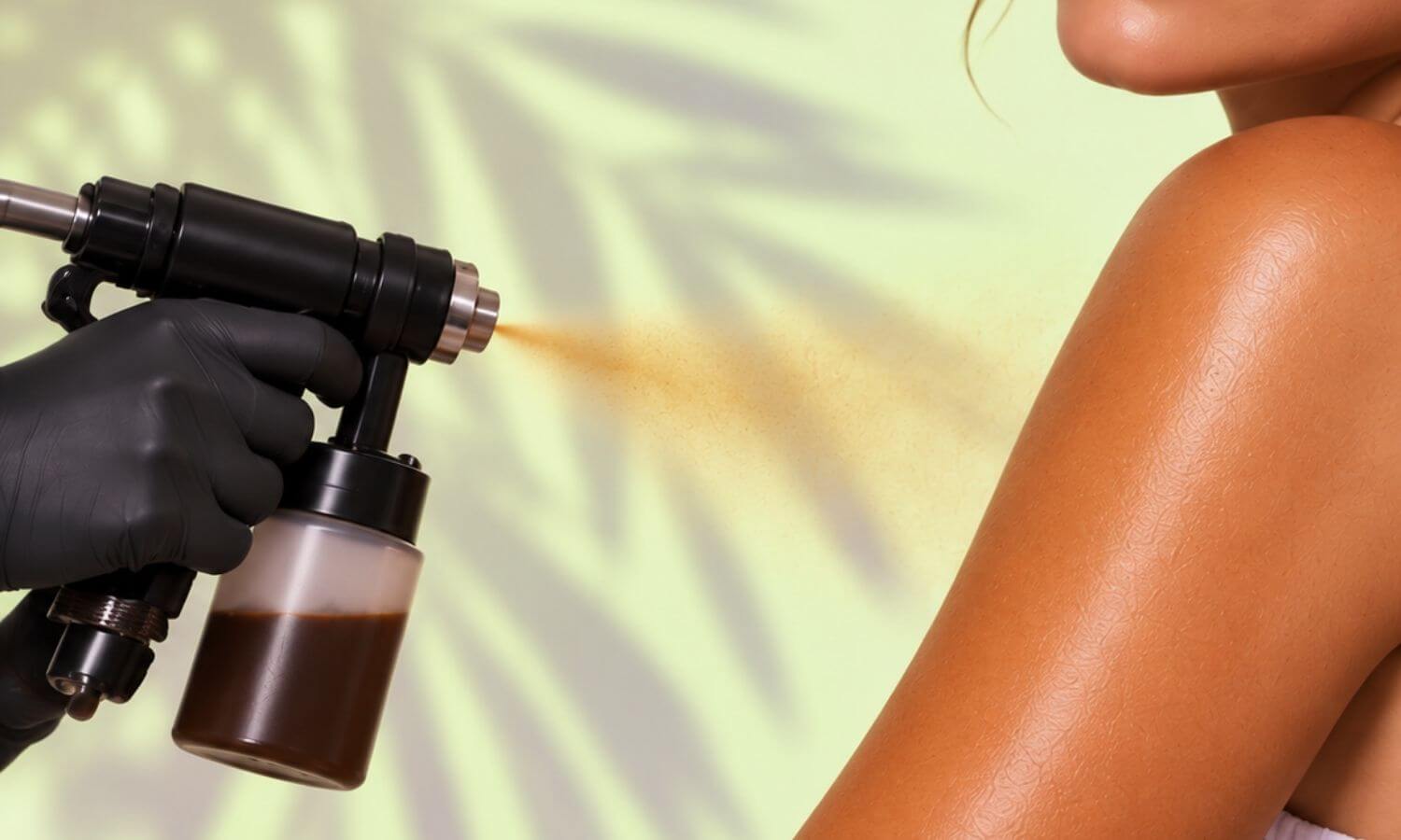 skin being spray tanned